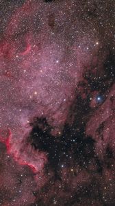 Превью обои туманность, звезды, космос, розовый, фон