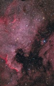 Превью обои туманность, звезды, космос, розовый, фон