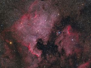 Превью обои туманность, звезды, космос, розовый, фон