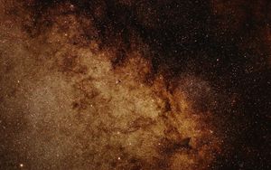 Превью обои туманность, звезды, космос, коричневый