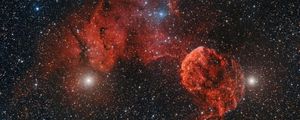 Превью обои туманность, звезды, космос, красный, вселенная