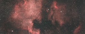 Превью обои туманность, звезды, красный, космос