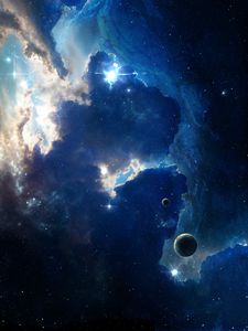 Превью обои туманность, звезды, сияние, галактика, космос