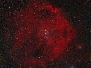 Превью обои туманность, звезды, свечение, блики, космос, красный