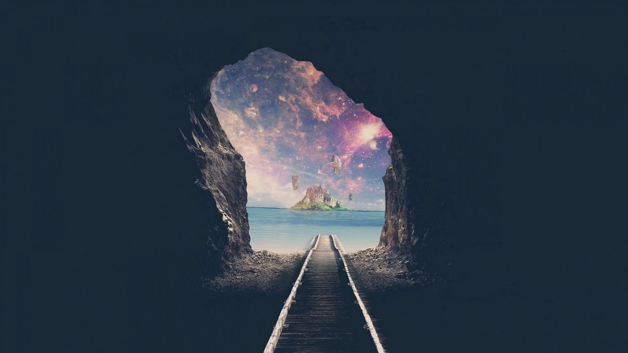 Обои туннель, космос, дорога, пещера