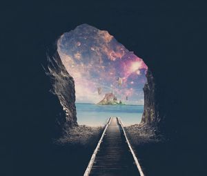 Превью обои туннель, космос, дорога, пещера