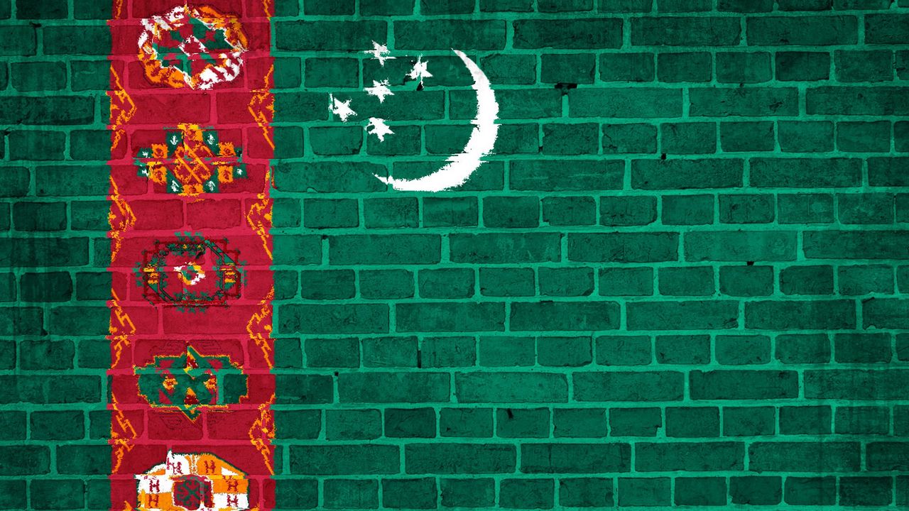 Обои туркменистан, флаг, стена, текстура
