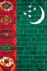 Превью обои туркменистан, флаг, стена, текстура
