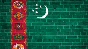 Превью обои туркменистан, флаг, стена, текстура