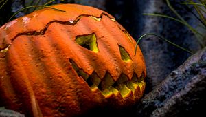 Превью обои тыква, хэллоуин, монстр, осень, страшный, праздник