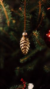 Превью обои украшение, шишка, елка, новый год, рождество