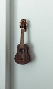 Превью обои укулеле, музыкальный инструмент, струны, стена