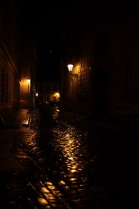 Превью обои улица, фонари, здания, ночь, темный