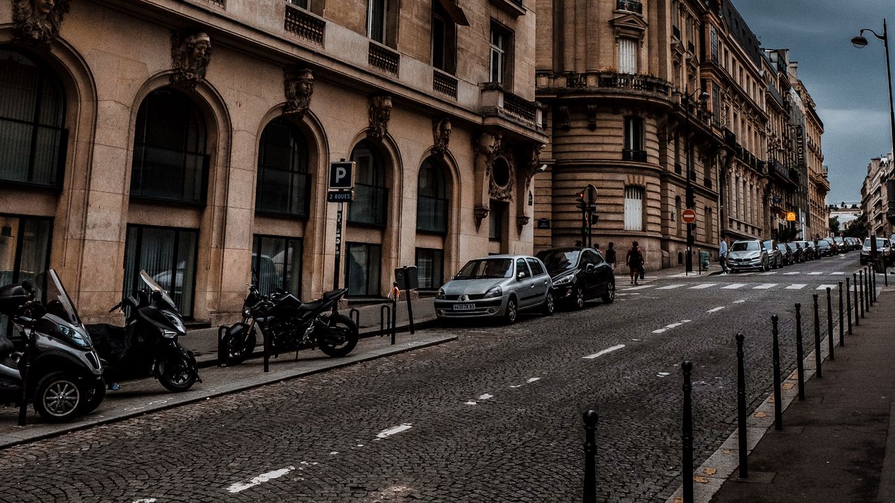 Обои улица, город, здание, архитектура, автомобили, мотоциклы, париж, франция