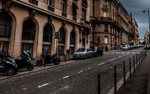 Превью обои улица, город, здание, архитектура, автомобили, мотоциклы, париж, франция