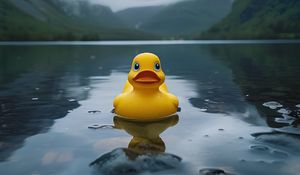 Превью обои утка, озеро, горы, небо