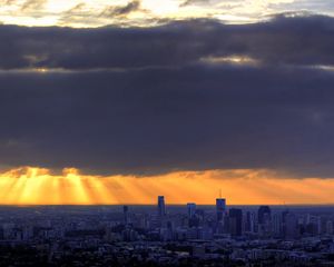 Превью обои утро, небо, здания, вид сверху