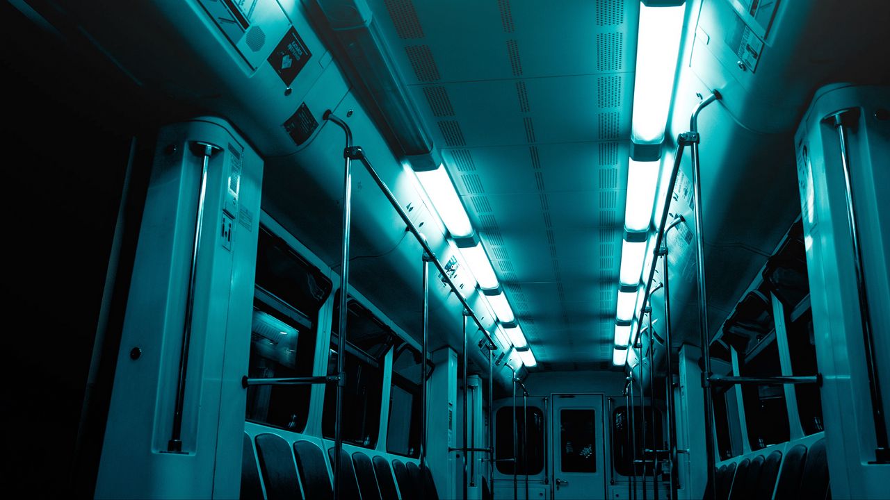 Обои вагон, метро, лампы, свет, освещение
