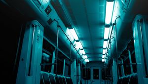 Превью обои вагон, метро, лампы, свет, освещение