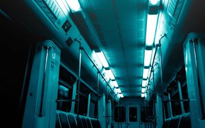 Превью обои вагон, метро, лампы, свет, освещение