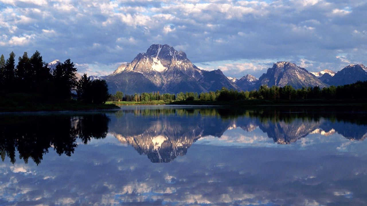 Обои вайоминг, озеро, гора, отражение, зеркало