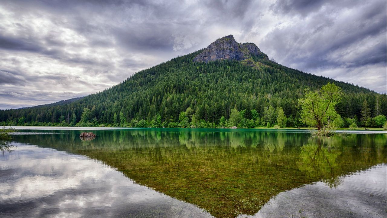 Обои вашингтон, rattlesnake ridge, озеро, деревья, пейзаж, гора, отражение