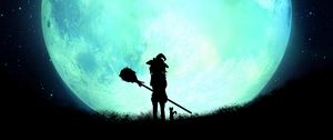 Превью обои ведьма, силуэт, луна, полнолуние, ночь, арт