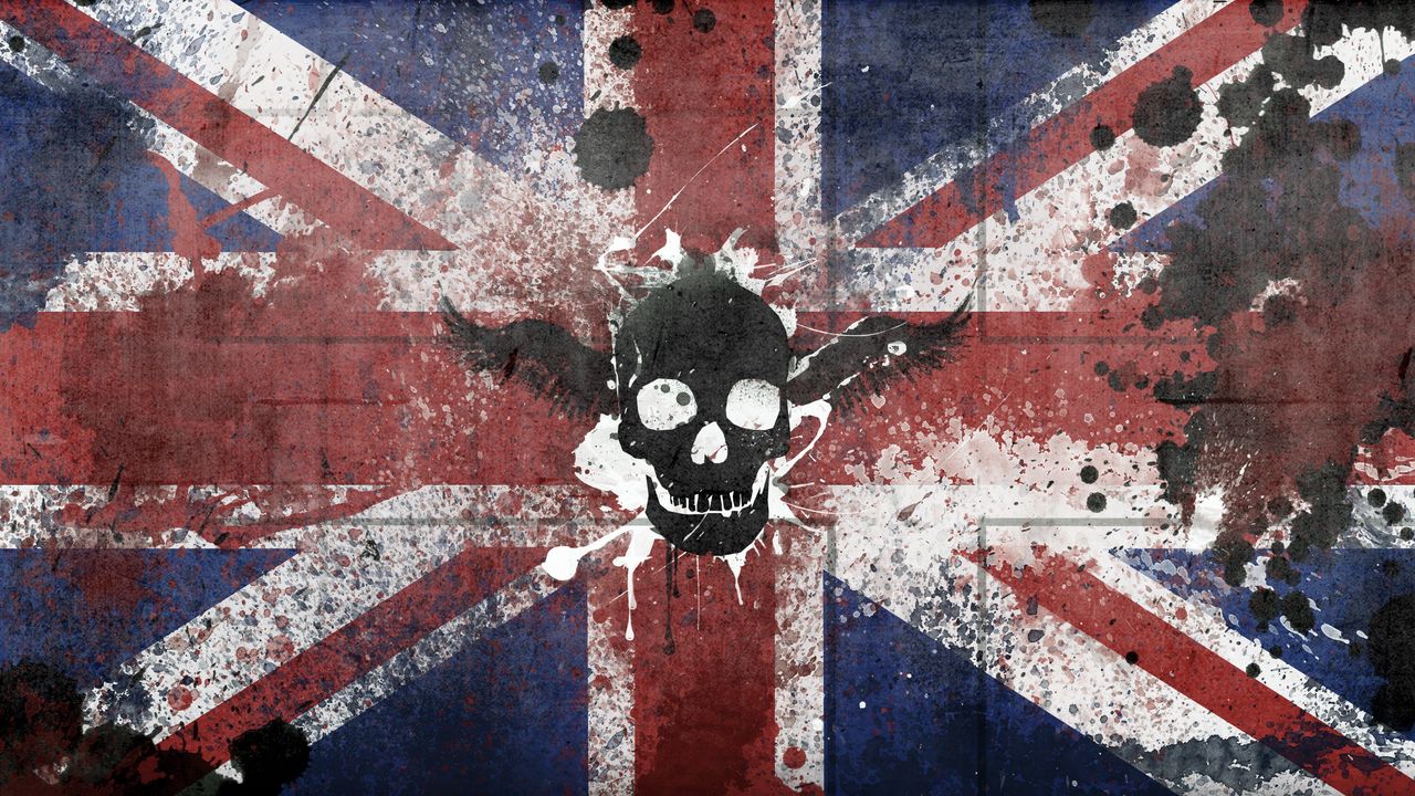 Обои великобритания, соединенное королевство, символика, флаг, краска, череп