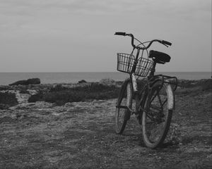 Превью обои велосипед, чб, старый