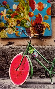 Превью обои велосипед, картина, яркий