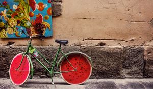 Превью обои велосипед, картина, яркий