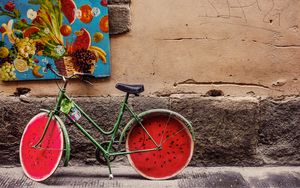 Превью обои велосипед, картина, яркий