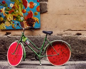 Превью обои велосипед, картина, яркий