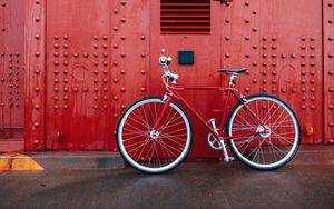 Превью обои велосипед, красный, стена