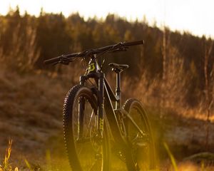 Превью обои велосипед, mtb, черный, природа