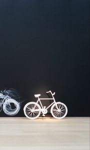 Превью обои велосипед, подсветка, след, стена