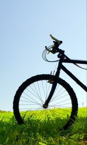 Превью обои велосипед, поле, трава, деревья