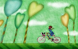 Превью обои велосипед, природа, деревья, сердце, прогулка