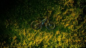 Превью обои велосипед, трава, вид сверху