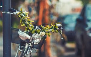 Превью обои велосипед, цветы, фара
