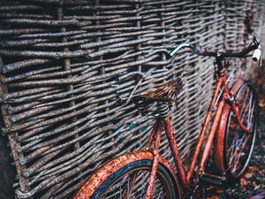 Превью обои велосипед, забор, плетеный
