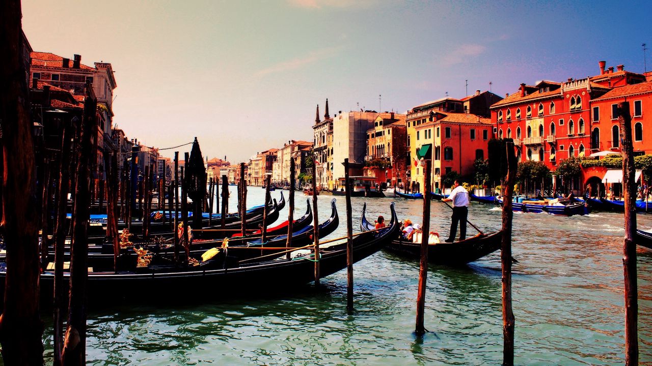 Обои венеция, италия, гондолы, река