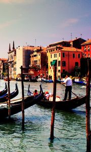 Превью обои венеция, италия, гондолы, река