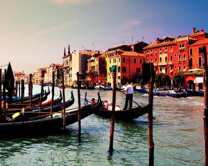 Превью обои венеция, италия, гондолы, река