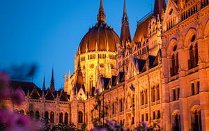 Превью обои венгерский парламент, здание, архитектура, небо, венгрия