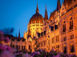 Превью обои венгерский парламент, здание, архитектура, небо, венгрия