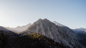 Превью обои вершина, гора, деревья, лес, небо