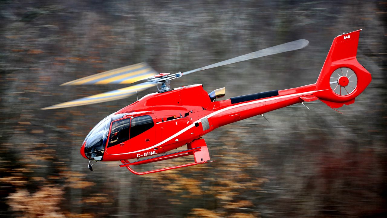 Обои вертолет, eurocopter, ec 130, одномоторный, airbus helicopters, полет, размытость