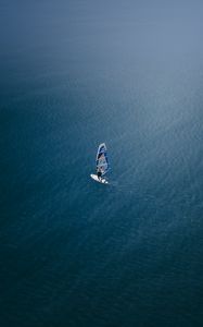 Превью обои виндсерфинг, серфингист, вода, вид сверху