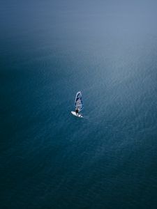 Превью обои виндсерфинг, серфингист, вода, вид сверху